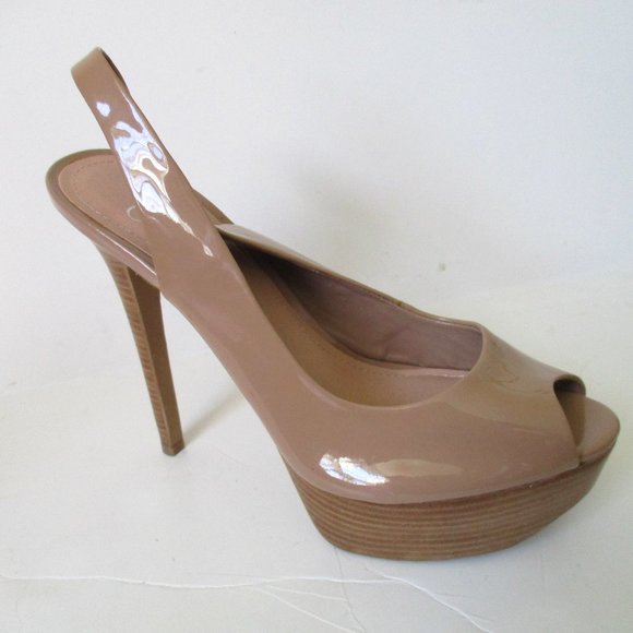 *Jessica Simpson Tan Beige Pumps Patent Stiletto Platforms - Picture 1 of 10